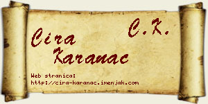 Ćira Karanac vizit kartica